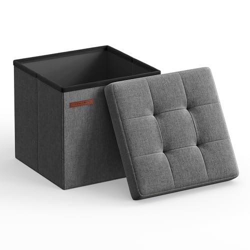 11.8 Inches Small Folding Storage Ottoman Cube, St... (Dark Gray)