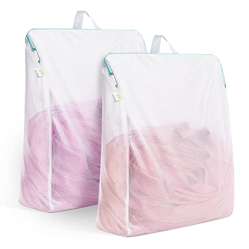 Large Mesh Laundry Bags 24x32 inch Hanging Delicat... (2 Count | White | Polyester)