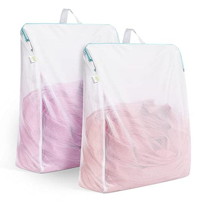 Large Mesh Laundry Bags 24x32 inch Hanging Delicat... (2 Count | White | Polyester)