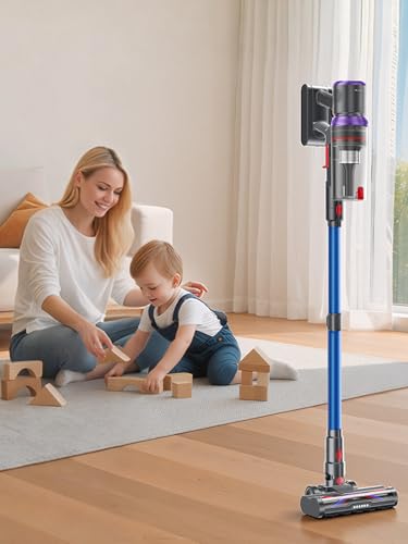 SMOTURE Cordless Vacuum Cleaner, Upgraded 650W 55KPA 70Mins Vacuum Cleaner for Home, Pet Brush&3.3Ft Hose, Self-Stand, Auto Mode,Touchscreen, Anti-tangle Vacuum, Stick Vacuum for Pet Hair/Carpet/Floor