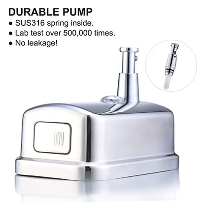 Commercial Soap Dispenser Wall Mount Stainless Steel, 17 fl.oz. | 500ml Manual Liquid Pump Rust-Proof Leak Free for Bathroom