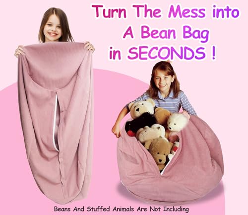 Bean Bag Cover for Organizing Plush Memory Foam Stuffed Animal Bean Bag Storage Soft Washable Premium Corduroy Organizer Keep Room Clutter Stuffable (Without Filling) X-Large