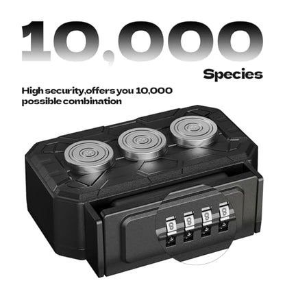 Magnetic Key Lock Box,Magnetic Key Holder Under car,Magnetic Key Cabinets,Key Holder Magnetic,Hide a Key Magnetic Holder,Waterproof Magnetic Key Hider Outside,4 Combinations & Dual Mounting,