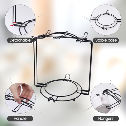 Coffee Cup Holder,Foldable Metal Tea Cup Holder for Cup,Saucers & Spoons | Storing and Displaying Cups,for Countertop,Sturdy & Rust-Resistant,Space Saving,Easy Assembly,Home Decor & Organizer