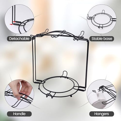 Coffee Cup Holder,Foldable Metal Tea Cup Holder for Cup,Saucers & Spoons | Storing and Displaying Cups,for Countertop,Sturdy & Rust-Resistant,Space Saving,Easy Assembly,Home Decor & Organizer