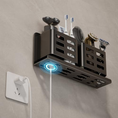 Aluminum Toothbrush Holder， Wall-Mounted，Bathroom Rack，4 Slot，Black | Bracket Shower Toothbrush Razor Holder Suitable for Toothbrush, Toothpaste, Razor and Comb etc Bathroom Storage