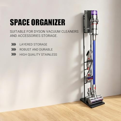 EZ SPARES Vacuum Stand fDocking Storage Station,cpmpatible with Dyson V6 V7 V8 V10 V15 V11 DC30 DC31 DC34 DC35 DC58 DC59 DC62 Cordless Stick Vacuum Cleaners,Stable Metal Storage Bracket Holder(Black)