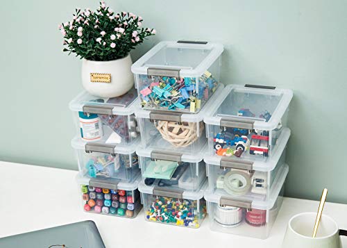 Citylife 10Packs 1.3Qt Small Storage Bins with Lids,Stackable Clear | Plastic Containers for Beads, Buttons, Sewing Supplies, Office Supplies and Small Toys