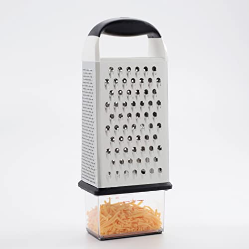OXO Good Grips 4-Sided Box Grater for Cheese & Vegetables with Container | Stainless Steel Grating Surfaces, Non-Slip Handle, Detachable Container, Cheese, Vegetables, Zesting, Multi Purpose Grater