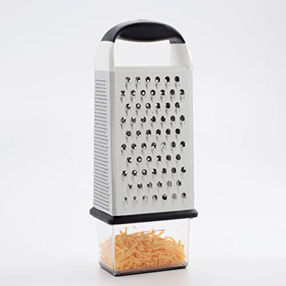 OXO Good Grips 4-Sided Box Grater for Cheese & Vegetables with Container | Stainless Steel Grating Surfaces, Non-Slip Handle, Detachable Container, Cheese, Vegetables, Zesting, Multi Purpose Grater