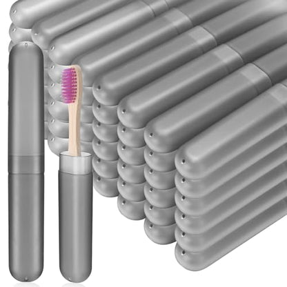 Sieral 90 Pack Travel Toothbrush Case Holder - Bulk Breathable Portable Toothbrush Storage Plastic Container for Home, Outdoor, Travel, Trip, Camping, 8 x 1.2 Inch (Gray)