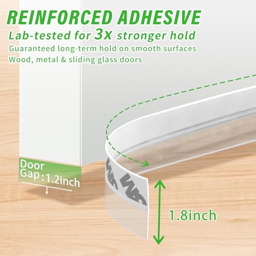 Door Weather Stripping Door Seal Strip, 1.8 in Self Adhesive Clear | Door Draft Stopper - House and Glass Shower Doors Silicone Sealing for Door and Windows Gaps of Collision and Side