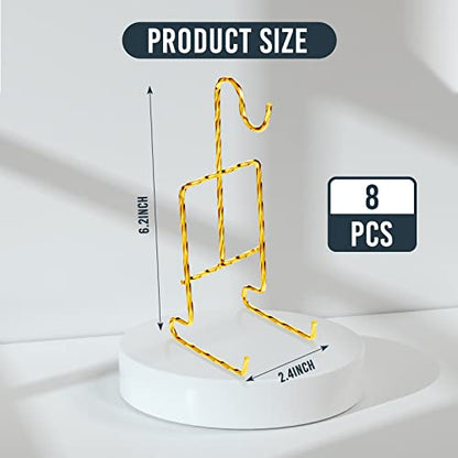 8 Pieces Tea Cup and Saucer Display Holder Rack Me... (Gold | Metal)