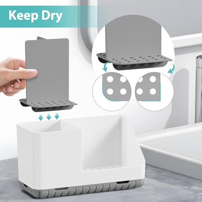 Toothbrush Holders for Bathrooms, Toothbrush and Toothpaste Holder (Grey) | Easy To Clean, Drainage, Non-Slip, Detachable, Kids Electric Toothbrush Organizer for Bathrooms Countertop Organizer