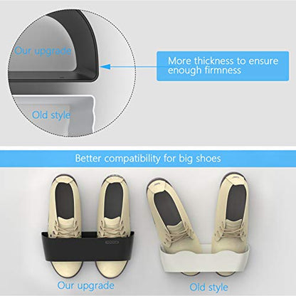 Wall Mounted Shoes Rack 5Pack with Sticky Hanging Strips, Plastic Shoes Holder Storage Organizer,Door Shoe Hangers (Black)