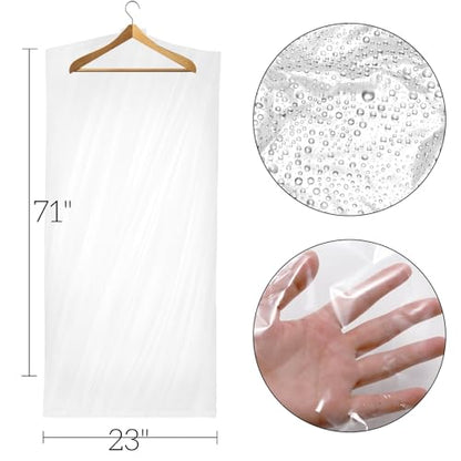 AVLA 50 Pack 71 Inch Clear Garment Bag, Extra Long Plastic Dry Cleaning Bag, Dry Cleaner Hanging Clothes Cover, Dust-proof Transparent Dress Protector Bag for Coat Suit Closet Storage Home Laundry