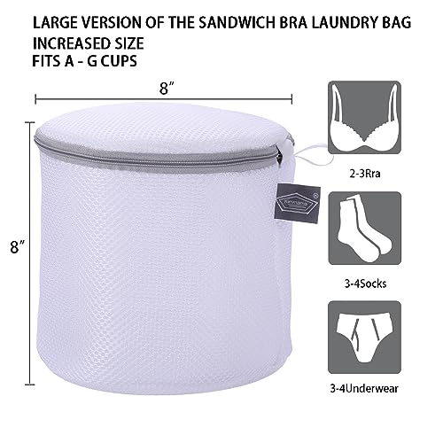 Bra Washing Bag for Laundry, Lingerie Bags for Washing Bras, 8" | Bra Bag for Washing Machine, for Underwear, Keep Shape, Privacy, Prevent Tangling, Protect Underwire, 3Pack, Large