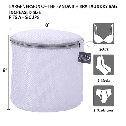 Bra Washing Bag for Laundry, Lingerie Bags for Washing Bras, 8" | Bra Bag for Washing Machine, for Underwear, Keep Shape, Privacy, Prevent Tangling, Protect Underwire, 3Pack, Large