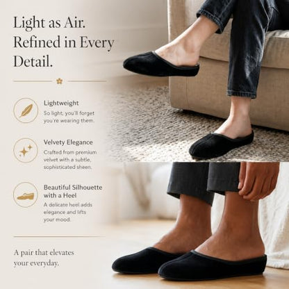 House slippers for women 1.5inch heel lift Slipper... (Black)