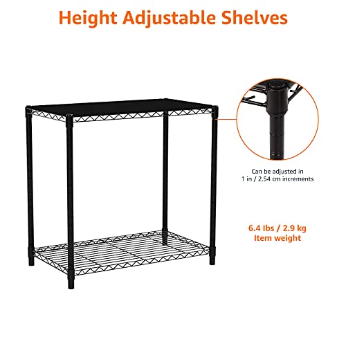 Amazon Basics 2-Shelf Stackable Storage, 13.3" D x 23.2" W x 22.2" H, Black