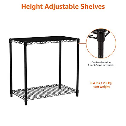 Amazon Basics 2-Shelf Stackable Storage, 13.3" D x 23.2" W x 22.2" H, Black