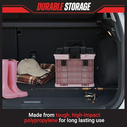 Stalwart Portable Tool Box for Women or Men, Pink, 10 x 7 x 10.5in | Small Parts Organizer with Drawers and Customizable Compartments for Hardware, Fishing Tackle Box, Beads or Crafting Supplies