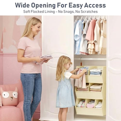 Hanging Closet Organizer Extra Large, Clothes Hanging Shelves for Closet with Divider, Collapsible Closet Storage System, Fabric Closet Hanging Organizer for Home, Dorm, Rv, ,Handbags, Underwear, Sock