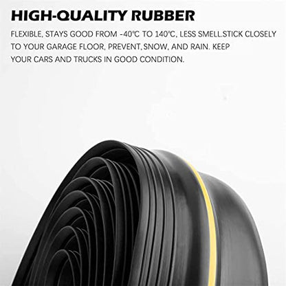 Papillon Garage Door Bottom Seal Strip, Weatherproof EPDM Rubber Threshold, Fits All Standard Doors, Easy for DIY Homeowners, No Adhesive (10Ft, Black)