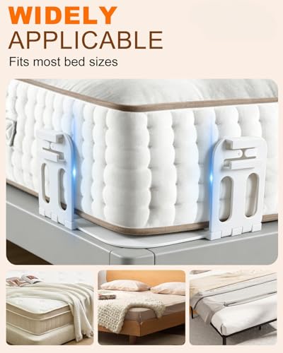 White Bear Bed Sheet Holders for Corners 4 Foldable Sheet Holders | Heavy-Duty Fitted Sheet Holder Grippers with Locks, Easy Install Bed Sheet Holder Clips for Mattress Edge Protection