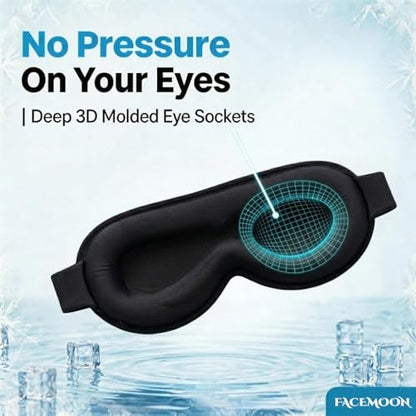 3D Cooling Gel Sleep Mask: 6oz Weighted Blackout Eye Mask for Women Men | Reusable Ergonomic Non-Toxic Ice Cold Gel, for Tired Eyes Migraine Relief Eyelash Friendly Airplane Travel (Blue)