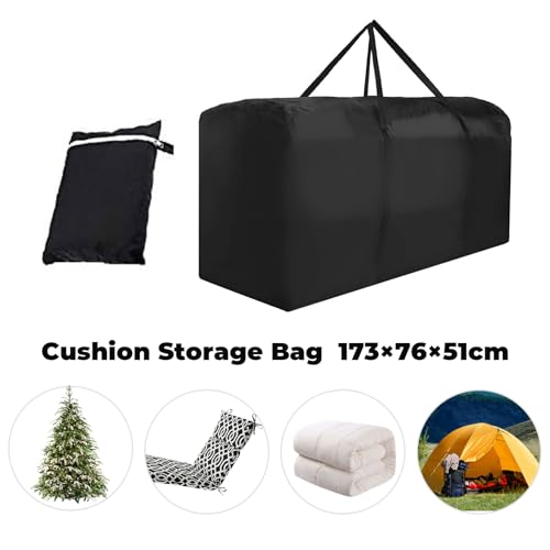 Patio Waterproof Extra Large Protective Zippered Outdoor Cushion Furniture Storage Bag with Handles, 68in L x 30in W x 20in H (1 Pack)