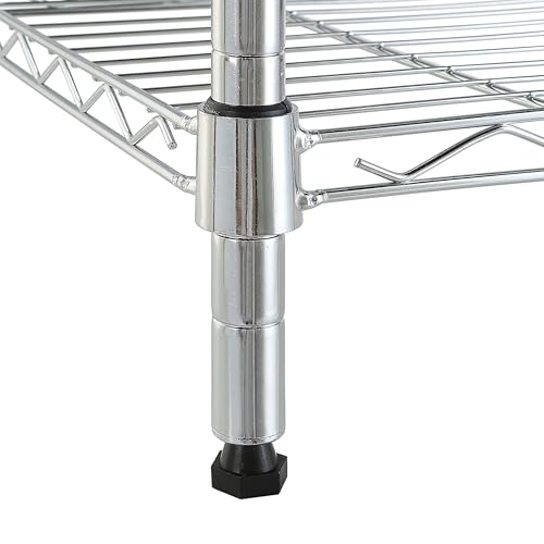 Amazon Basics 5-Shelf Tower Adjustable Storage Shelving Unit, Chrome, 16" x 16" x 54", 150 lbs Per Shelf | Tower