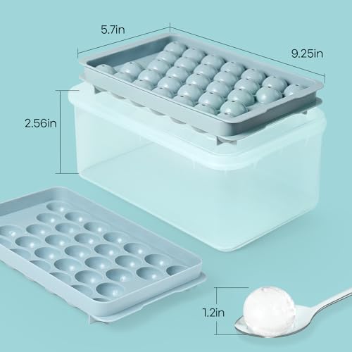 Round Ice Cube Trays for Freezer - Ice Cube Tray with Lid and Bin,Stackable Ice Ball Maker, BPA-Free Ice Mold, Circle Ice Trays for Juice,Coffee and Cocktails (1.2in/93 balls&box)