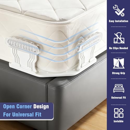 Bed Sheet Holder for Corners, 4PCS Bed Sheets Secure Corners Gripper, White | Secure Bed Sheet Lock, Fit All Sheet Sizes, Durable ABS, Mattress Sheet Fasteners, Non-Slip Design, Easy Installation