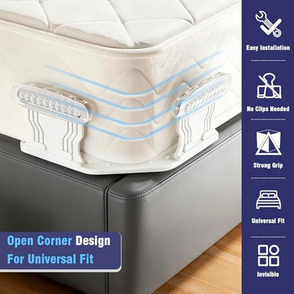 Bed Sheet Holder for Corners, 4PCS Bed Sheets Secure Corners Gripper, White | Secure Bed Sheet Lock, Fit All Sheet Sizes, Durable ABS, Mattress Sheet Fasteners, Non-Slip Design, Easy Installation
