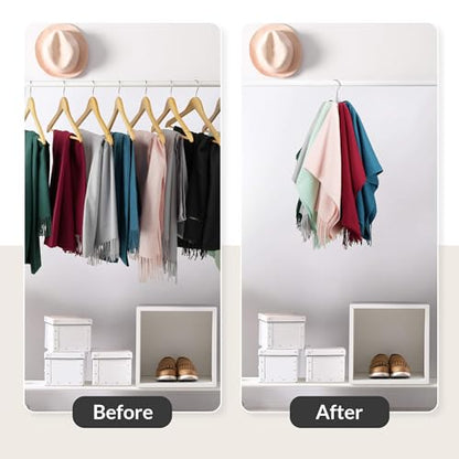 2 Pack Scarf Organizer Scarf Hanger for Closet, Rotatable Sturdy Hijab Holder Holds 16 Scarves, Metal Space Saving Closet Organizers and Storage, Silver