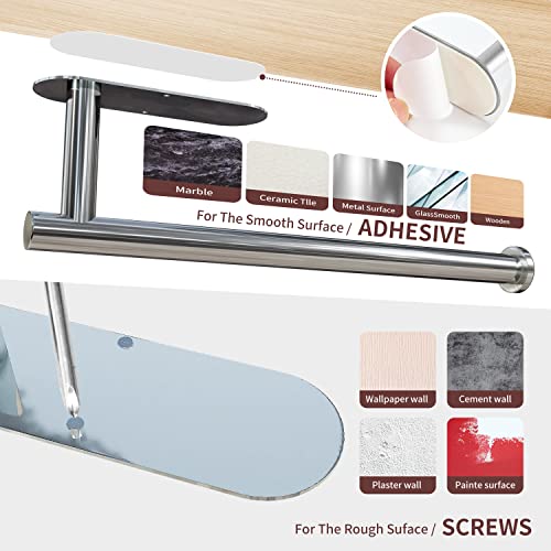 DEKAVA Under Cabinet Wall Mount Paper Towel Holder, Self-Adhesive Bar, Stainless Steel 13 inch (Bright Silver, 1)