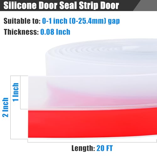 Draft Seal Tape for Doors and Windows 2 in x 20 Ft Silicone Weather Stripping Extra Thick 2mm Door Seal Strip with Strong Adhesive Draft Insulation Stopper Side Seal - Clear