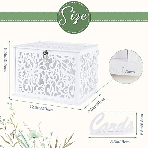 OurWarm White Wedding Card Box with Lock, PVC Gift Card Box for Wedding Decorations for Reception, Money Gift Boxes for Party Reception Anniversary Bridal Baby Shower Decorations