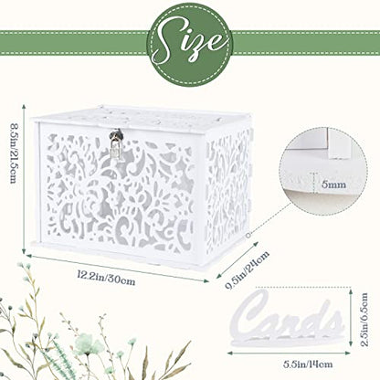 OurWarm White Wedding Card Box with Lock, PVC Gift Card Box for Wedding Decorations for Reception, Money Gift Boxes for Party Reception Anniversary Bridal Baby Shower Decorations