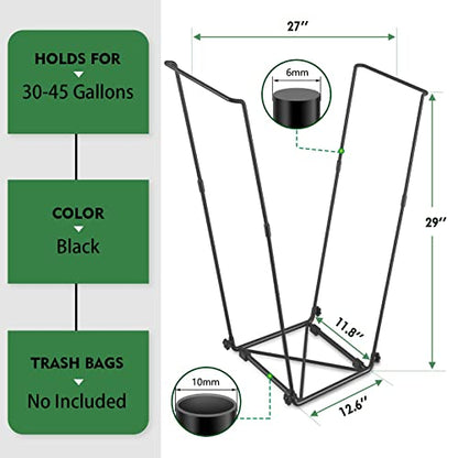 Trash Bag Holder, Outdoor Metal Leaf Bag Holder Stand, Garbage Bag Frame Holder for 30-45 Gallon Bags for Leaves, Camping, Yard Weeding, Lawn Party