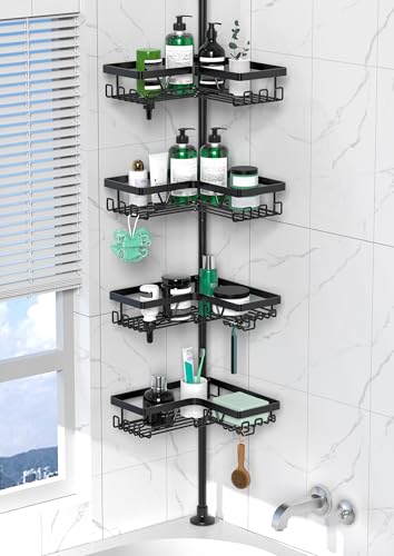 Corner Shower Caddy Tension Pole 4 Tier Shower Cad...