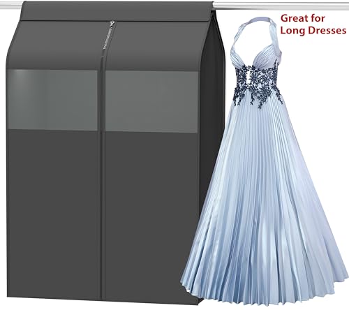 Simple Houseware 30"W x 54"H Garment Cover with Bottom Seal & Clear Window | for Clothes Rack/Closet/Hanging Clothes, Dark Gray