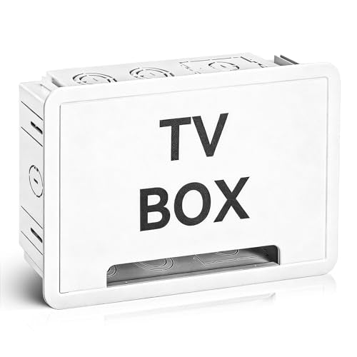 9" in-Wall Media Box - Recessed TV Outlet & Structured Wiring Box for Cable Management, Fits Samsung Frame TV, Streaming Devices, Routers, White
