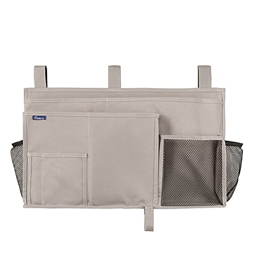 Surblue Bedside Caddy Hanging Bed Organizer Storage Bag Pocket for Bunk and Hospital Beds, College Dorm Rooms Baby Bed Rails,Camp (8 Pockets),Gray