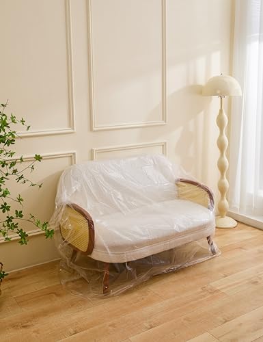 2 Pack Plastic Chair Cover for Moving and Storage 46"x 76" Plastic Furniture Covers Moving Heavy-Duty Water Resistant &Cover Dust-Proof for Indoor Outdoor Patio