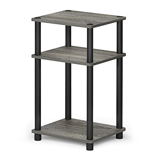 Furinno JUST Side Table, 3-Tier End Table, Open Shelves Night Stand, Bedside Table, Toolless Assembly, for Living Room, Bedroom, Bathroom, French Oak