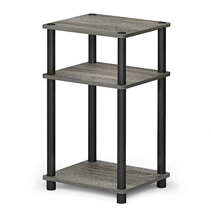 Furinno JUST Side Table, 3-Tier End Table, Open Shelves Night Stand, Bedside Table, Toolless Assembly, for Living Room, Bedroom, Bathroom, French Oak
