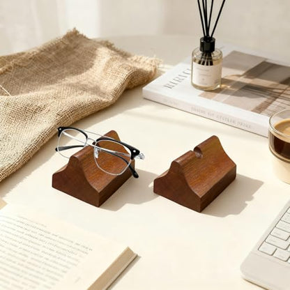 2 Pcs Glasses Stand, Wood Eyeglasses Holder for Desk , Sunglasses Display Case for Home, Office, Desk, Countertop, Nightstand