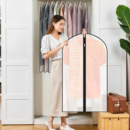 12 Pack Peva Garment Bags 24 x 40 In, Translucent Clothes Covers | Waterproof, Dustproof Peva, Reusable, For Suits, Shirts, Coats, Home Or Travel Use